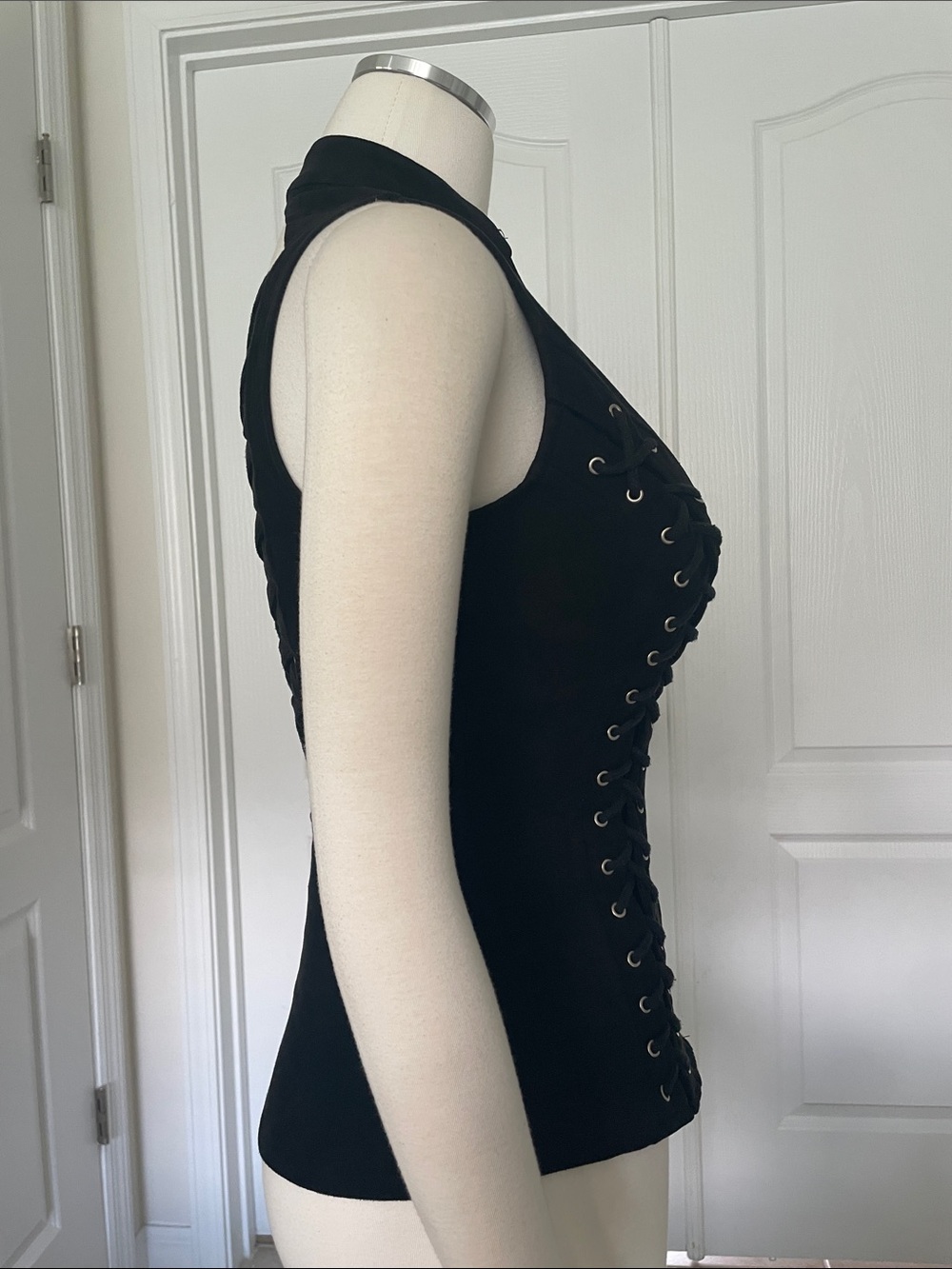 Lydia Black Lace-Up Front Zip Women's Vest Small - Picture 5 of 10